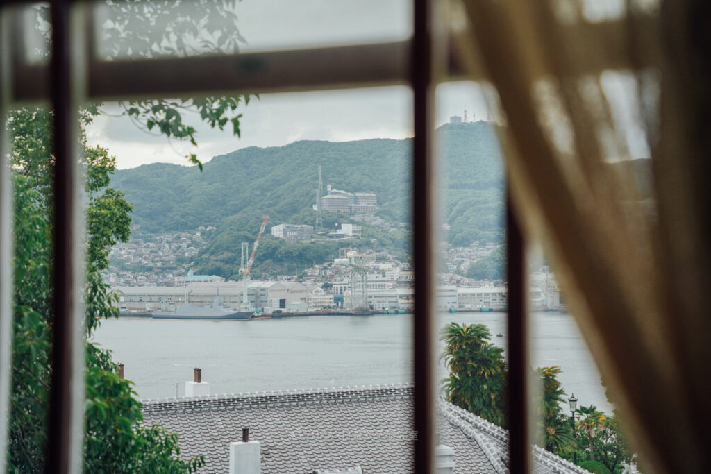 長崎哥拉巴園自由亭喫茶室-窗外長崎港口景色